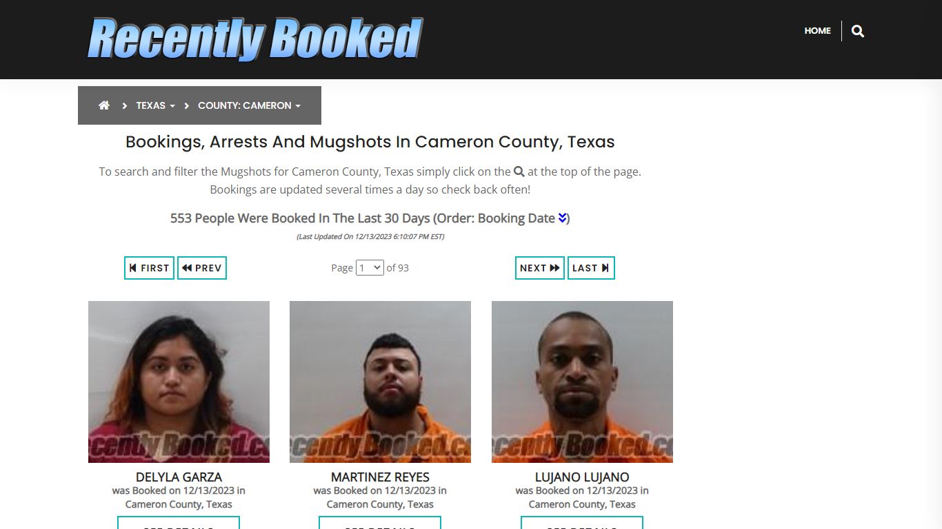 Recent bookings, Arrests, Mugshots in Cameron County, Texas